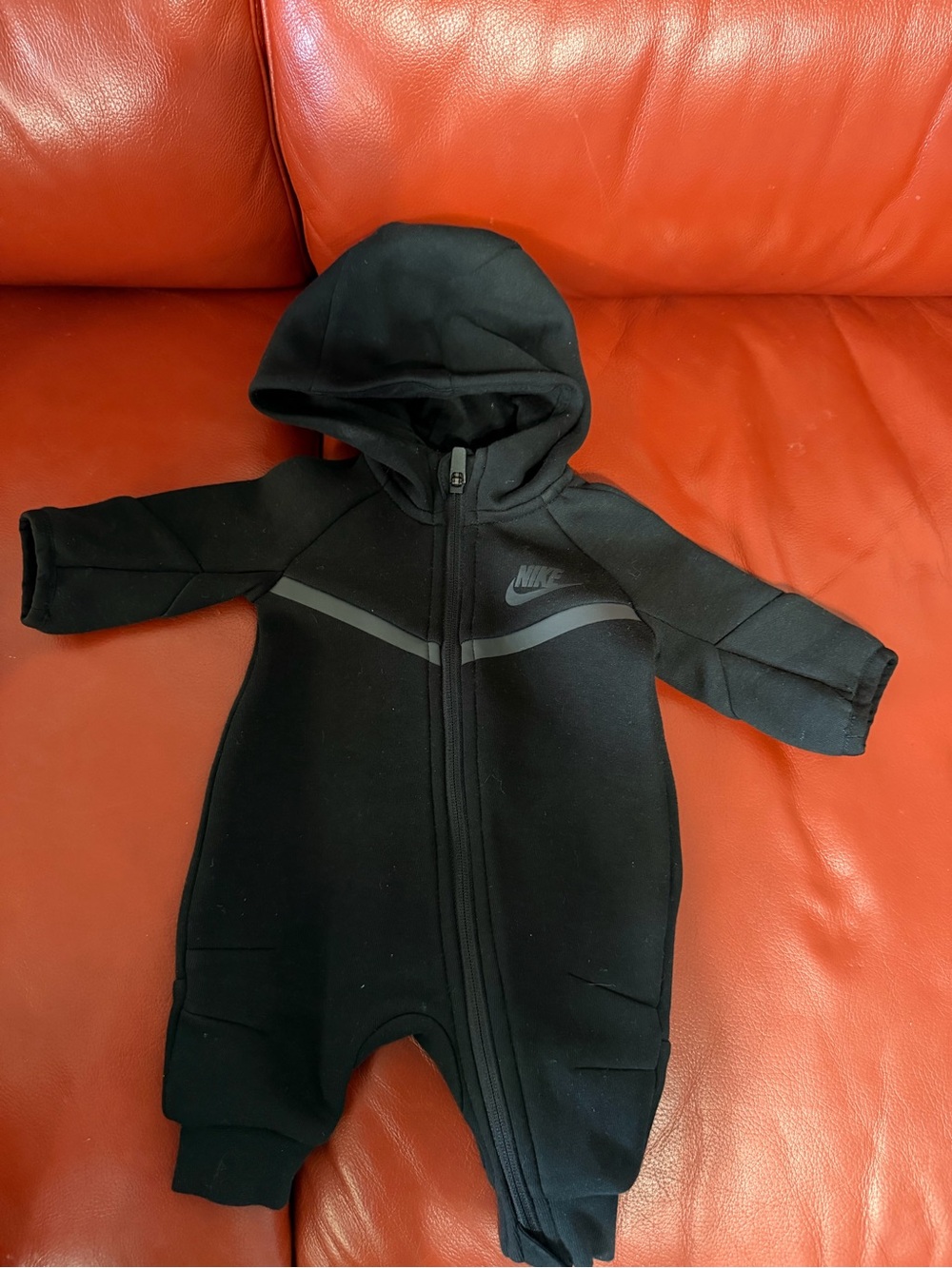 Nike Sportswear Baby Tech Fleece Full-Zip Coverall Infant Hooded Footie Black